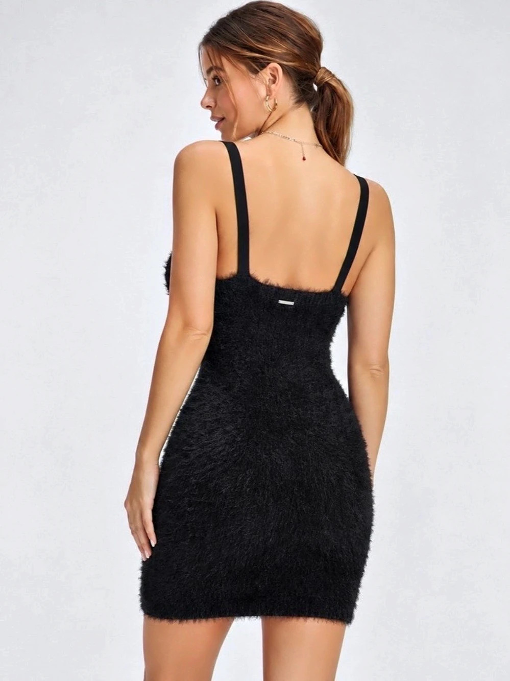 Fabletics 90's Mini Dress Fuzzy Black Medium - Picture 3 of 4